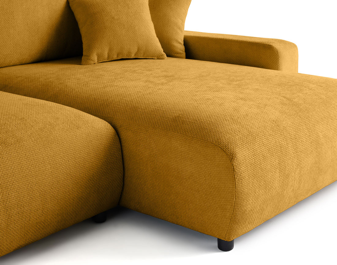 Canapé d'angle réversible 4 places convertible avec coffre en velours texturé Pivoine