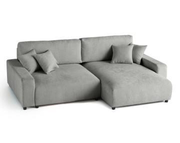 Canapé d'angle réversible 4 places convertible avec coffre en velours texturé Pivoine