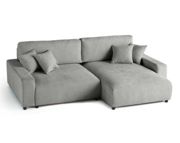Canapé d'angle réversible 4 places convertible avec coffre en velours texturé Pivoine