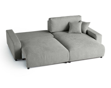 Canapé d'angle réversible 4 places convertible avec coffre en velours texturé Pivoine