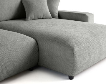 Canapé d'angle réversible 4 places convertible avec coffre en velours texturé Pivoine