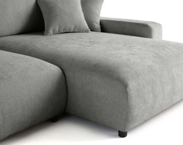 Canapé d'angle réversible 4 places convertible avec coffre en velours texturé Pivoine