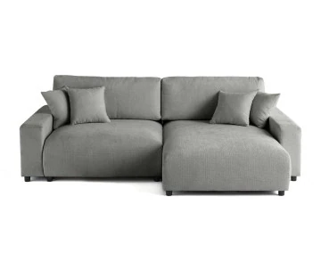 Canapé d'angle réversible 4 places convertible avec coffre en velours texturé Pivoine