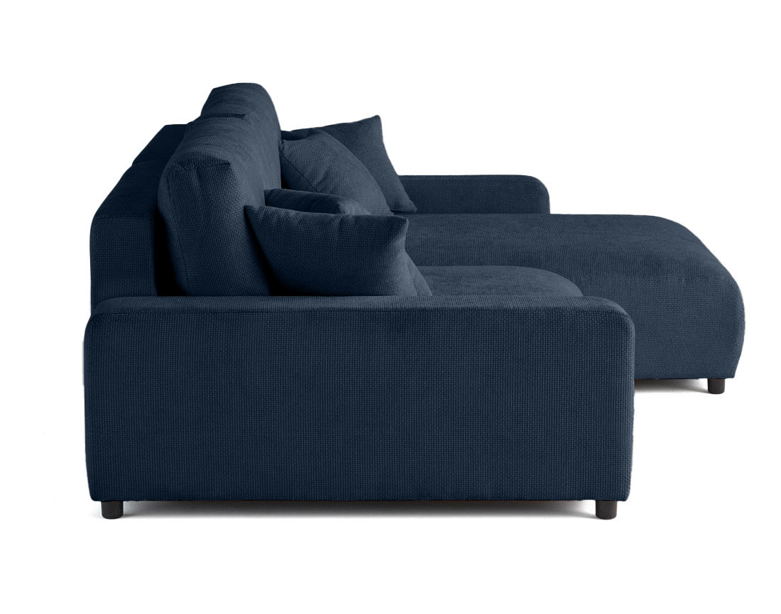 Canapé d'angle réversible 4 places convertible avec coffre en velours texturé Pivoine