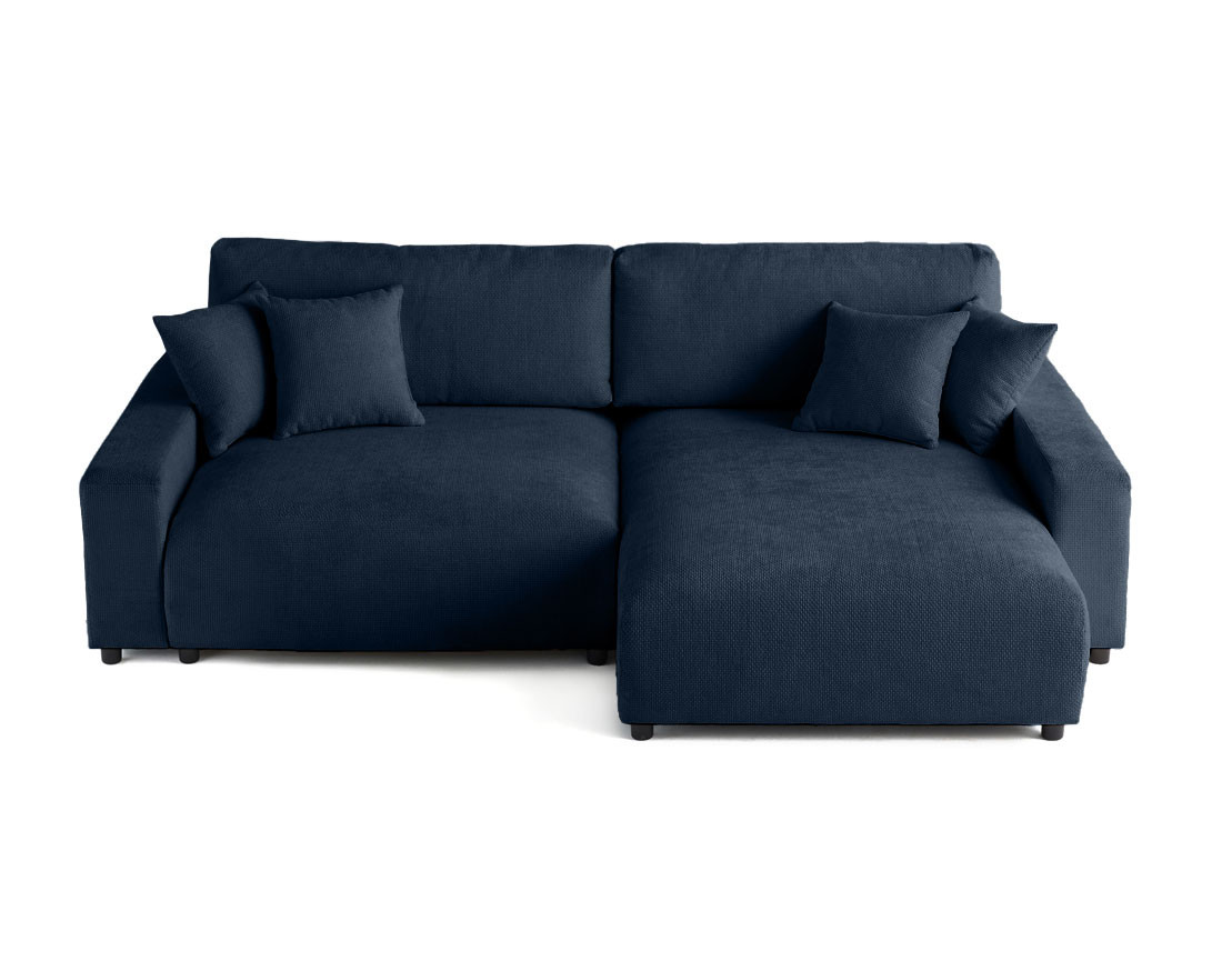 Canapé d'angle réversible 4 places convertible avec coffre en velours texturé Pivoine