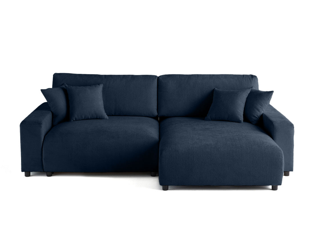 Canapé d'angle réversible 4 places convertible avec coffre en velours texturé Pivoine