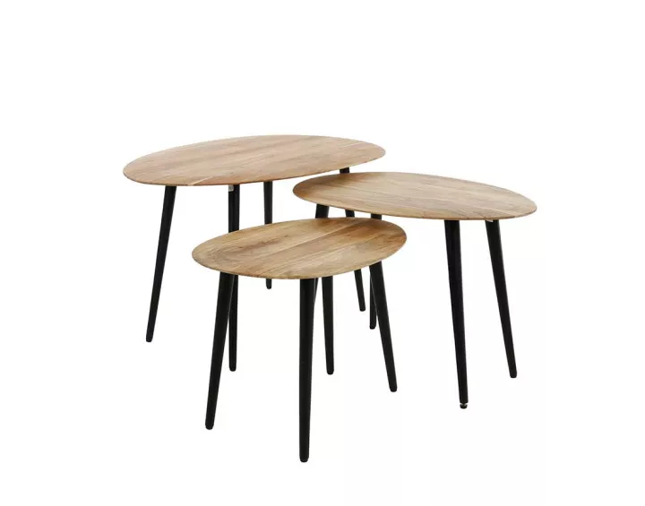 Lot de 3 tables basses bois massif d'acacia Kota