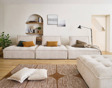 Pouf modulable en velours texturé Marisol