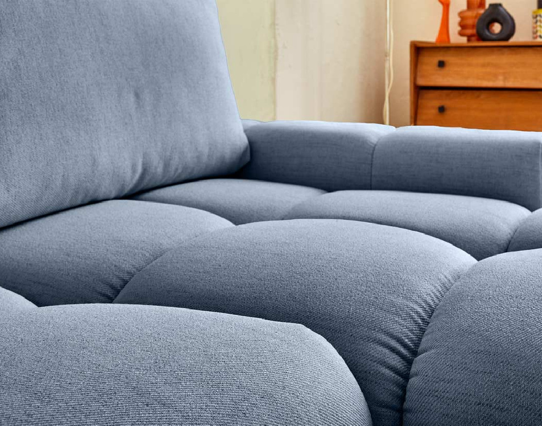 Canapé d'angle réversible convertible avec coffre 4 places en tissu Crocus