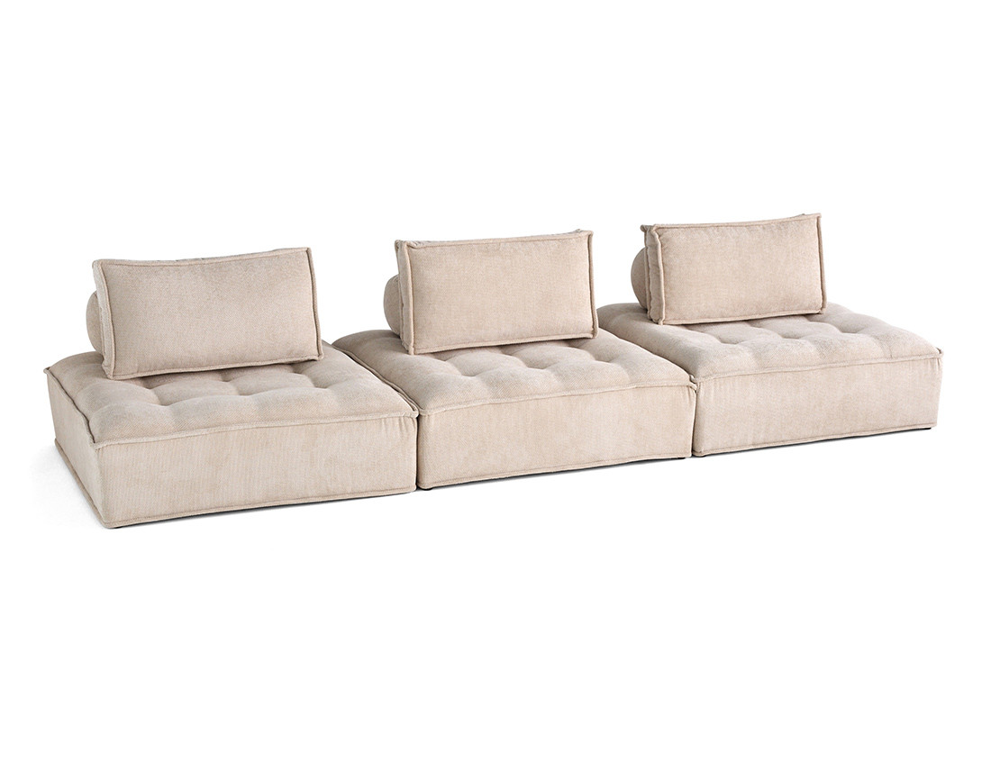 Canapé modulable droit 3 places en velours texturé Marisol