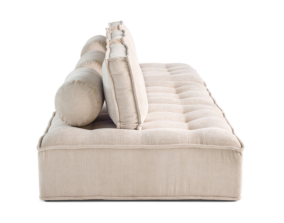 Canapé modulable droit 3 places en velours texturé Marisol