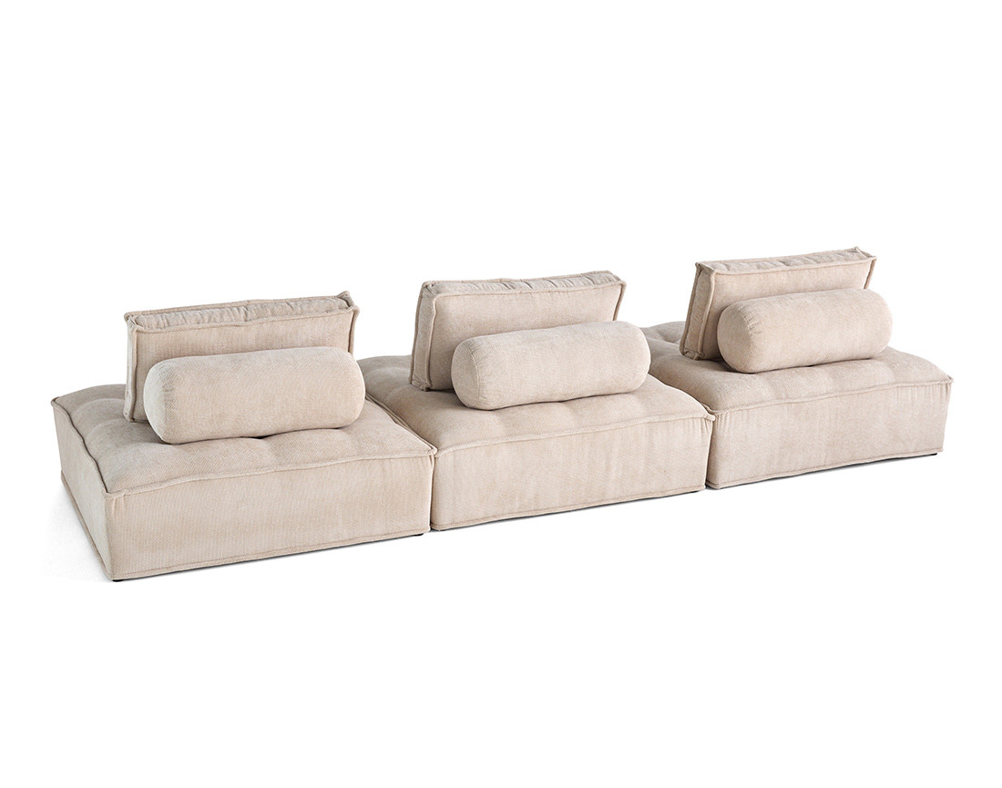 Canapé modulable droit 3 places en velours texturé Marisol