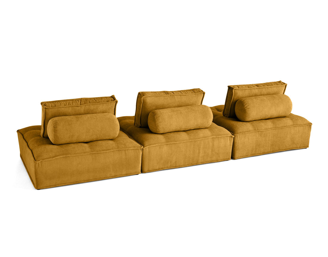 Canapé modulable droit 3 places en velours texturé Marisol