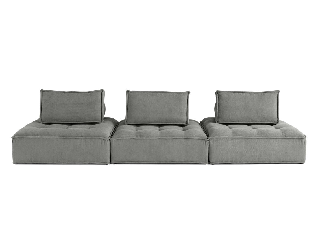 Canapé modulable droit 3 places en velours texturé Marisol Canapé modulable droit 3 places en velours texturé Marisol