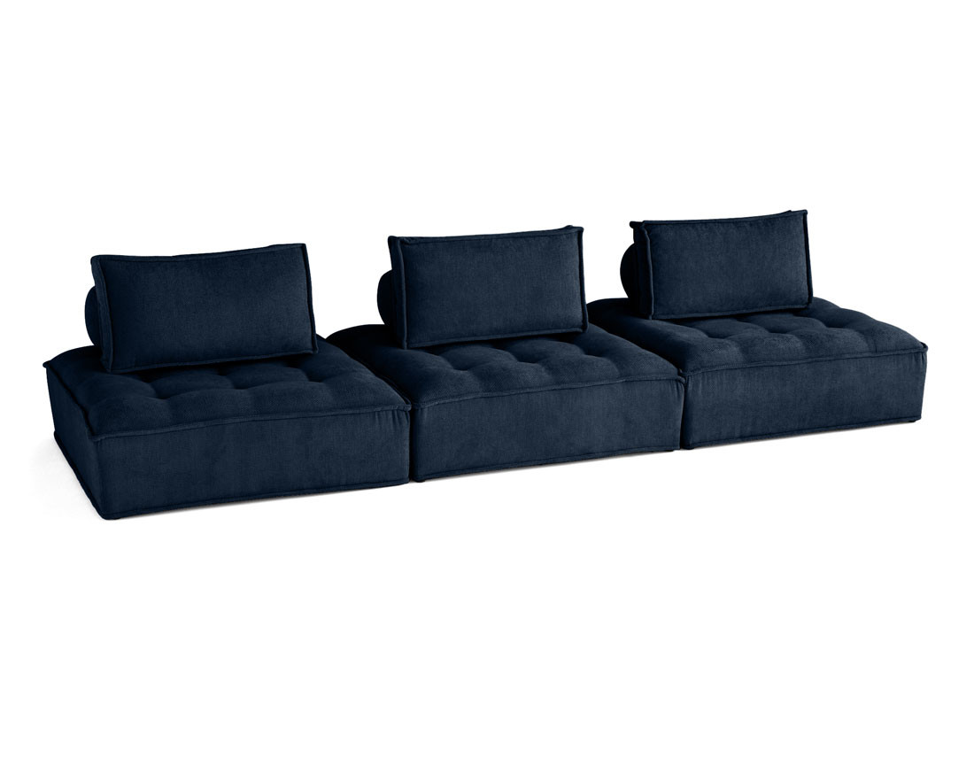 Canapé modulable droit 3 places en velours texturé Marisol