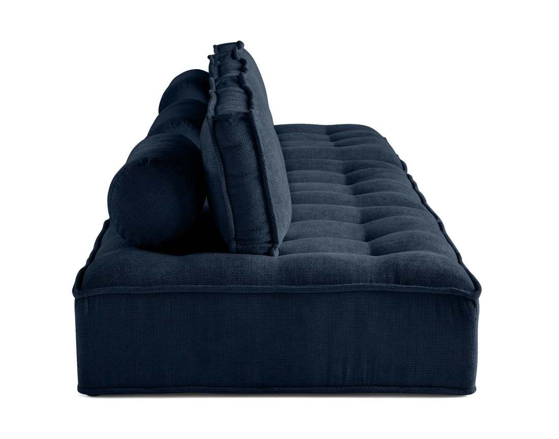 Canapé modulable droit 3 places en velours texturé Marisol