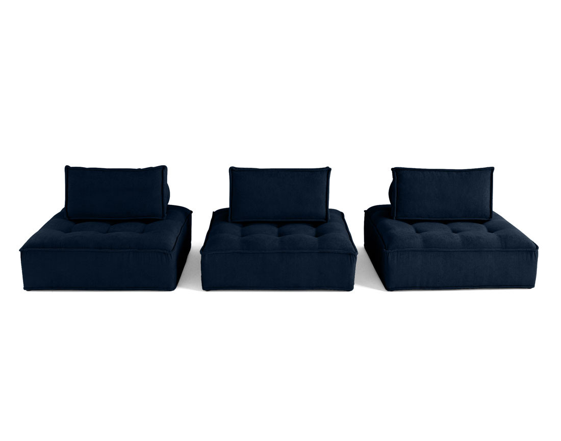 Canapé modulable droit 3 places en velours texturé Marisol