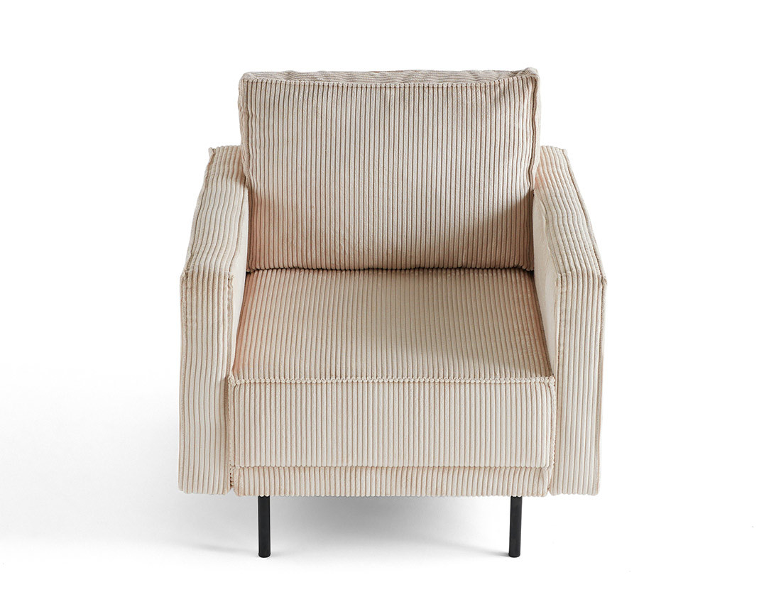 Fauteuil en velours côtelé avec pieds hauts Charlie