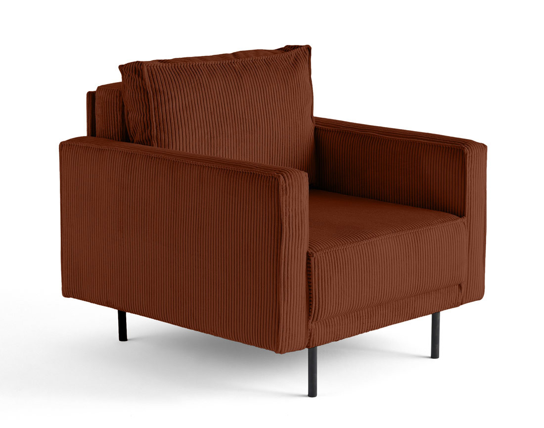 Fauteuil en velours côtelé avec pieds hauts Charlie