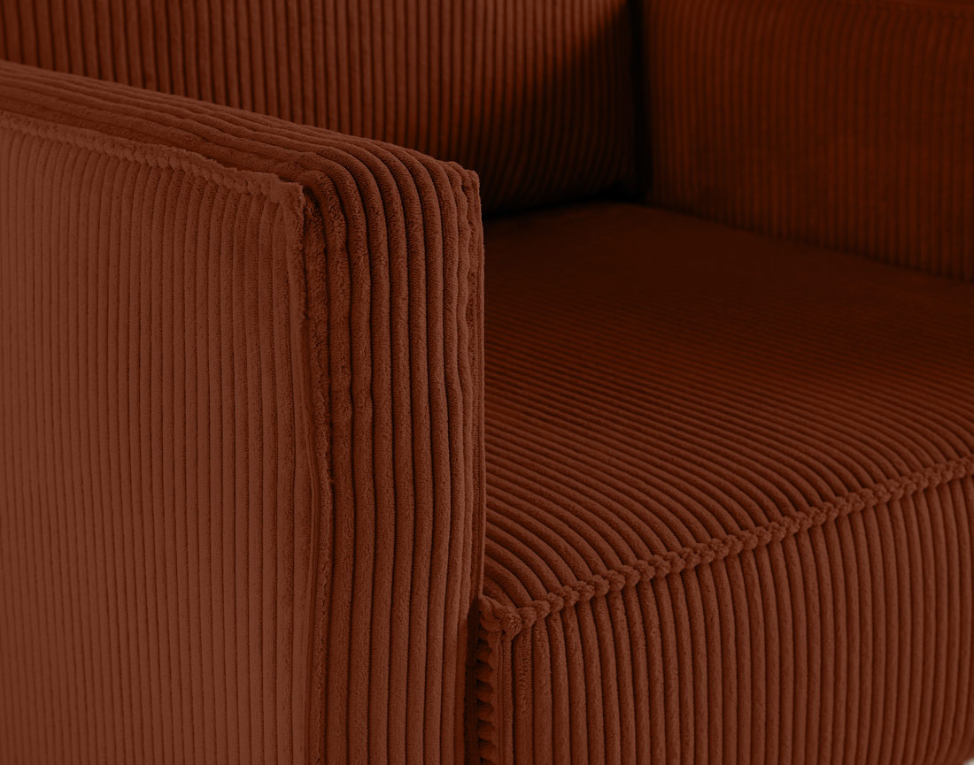 Fauteuil en velours côtelé avec pieds hauts Charlie