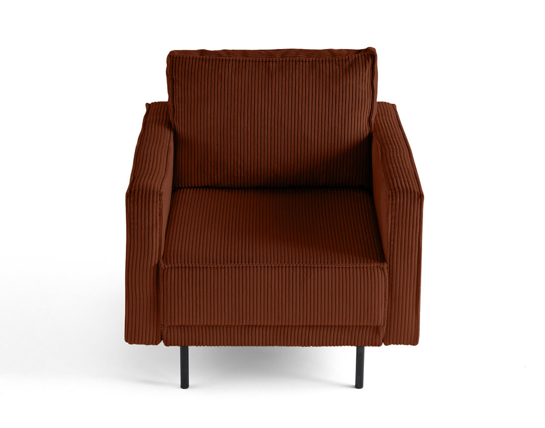 Fauteuil en velours côtelé avec pieds hauts Charlie