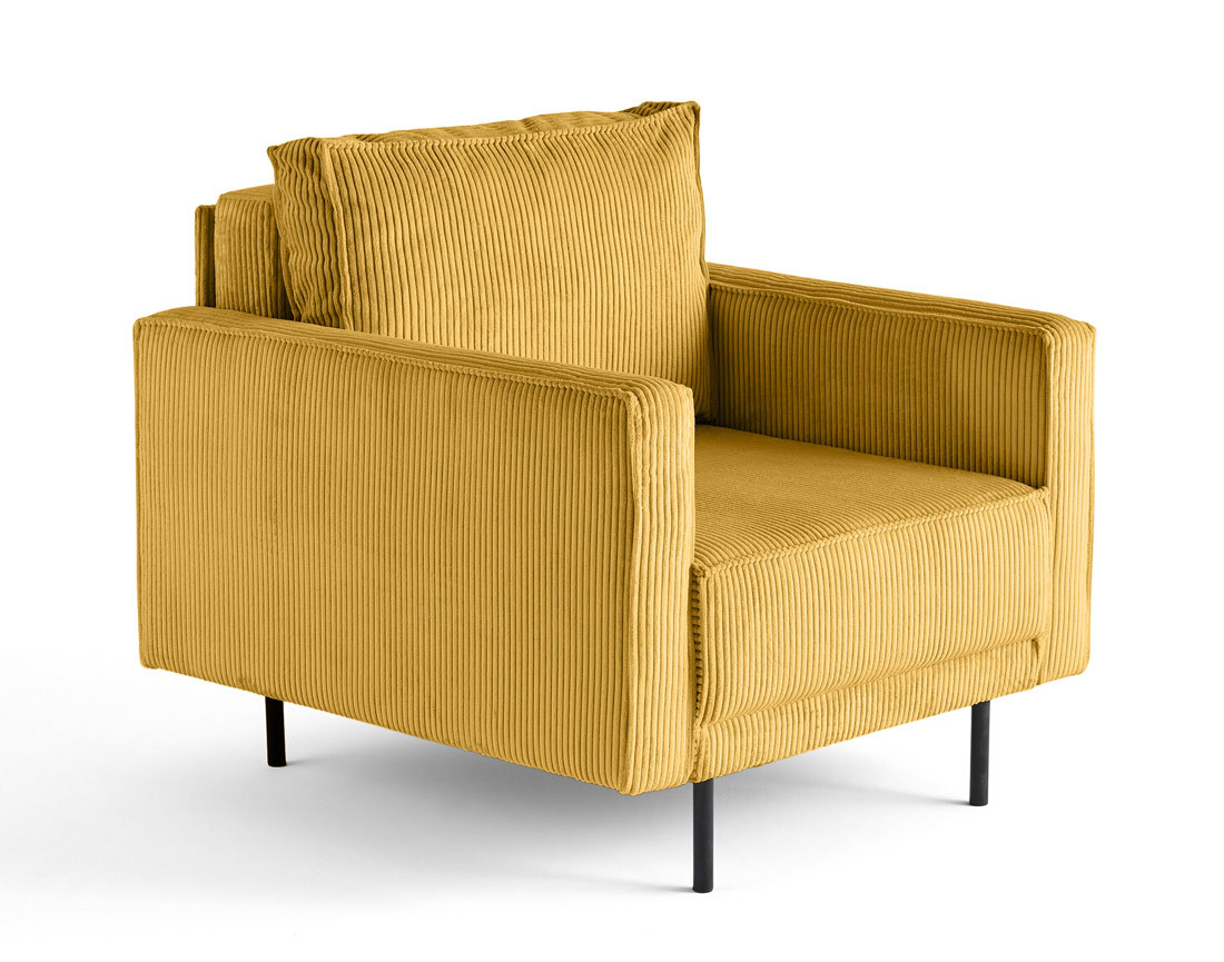 Fauteuil en velours côtelé avec pieds hauts Charlie