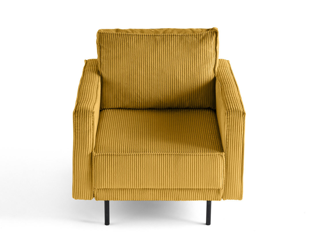 Fauteuil en velours côtelé avec pieds hauts Charlie