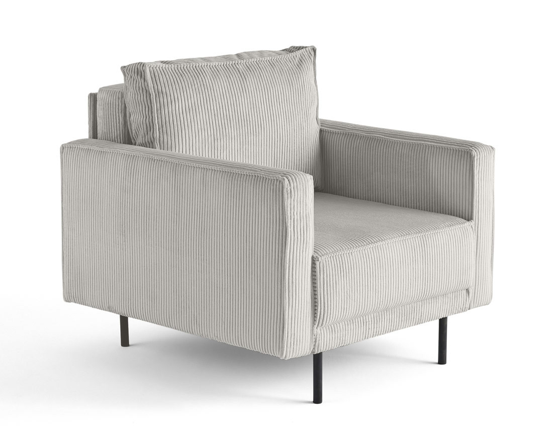 Fauteuil en velours côtelé avec pieds hauts Charlie