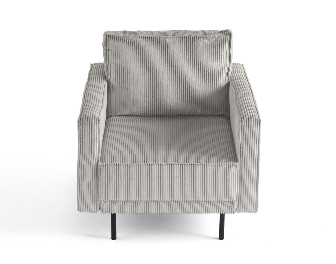 Fauteuil en velours côtelé avec pieds hauts Charlie