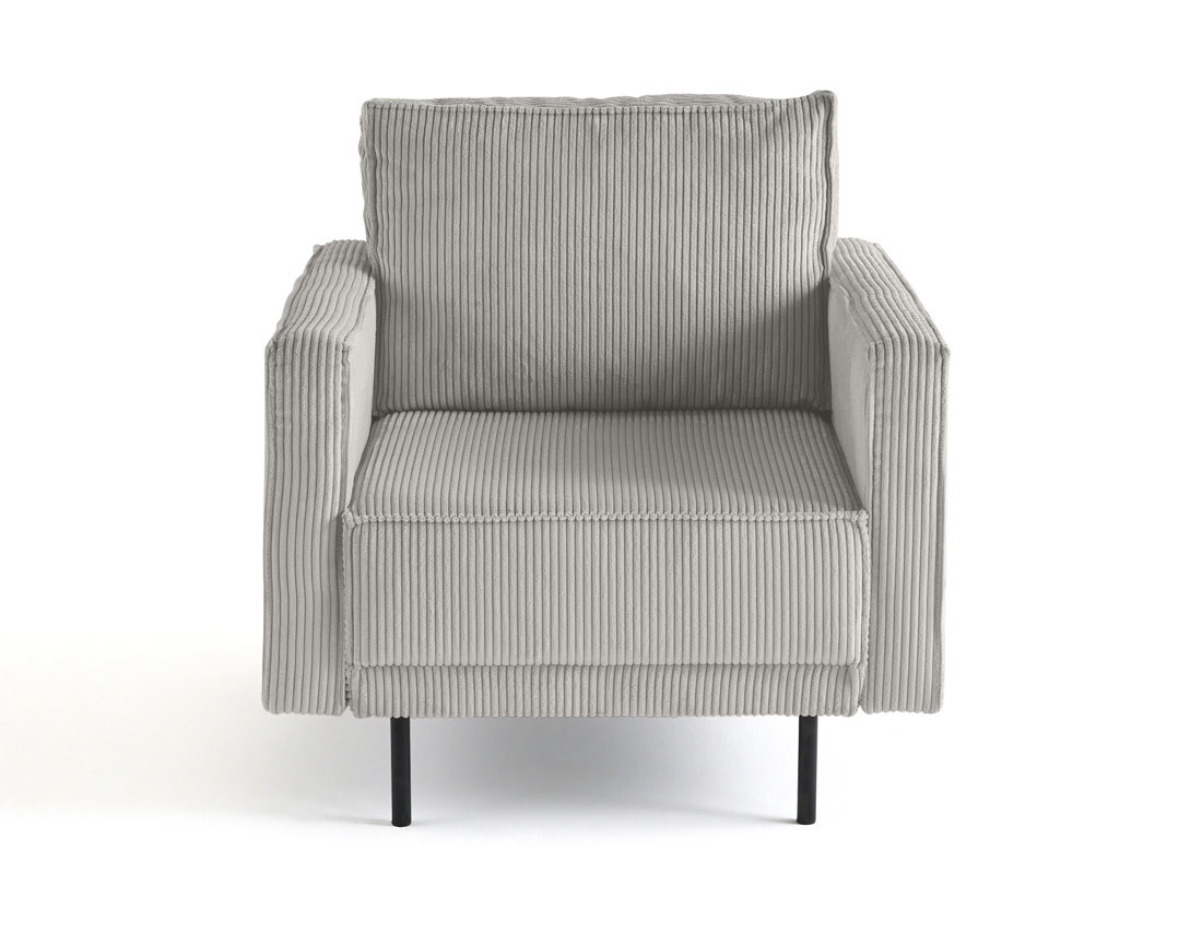 Fauteuil en velours côtelé avec pieds hauts Charlie