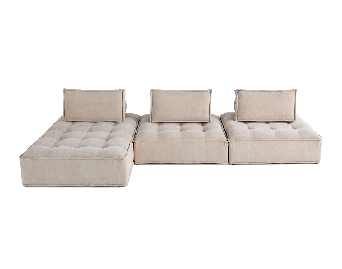 Canapé d'angle modulable 4 places en velours texturé Marisol