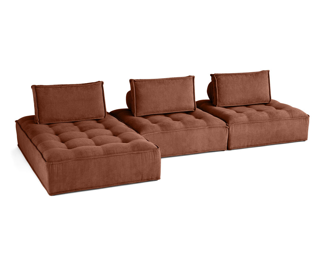 Canapé d'angle modulable 4 places en velours texturé Marisol