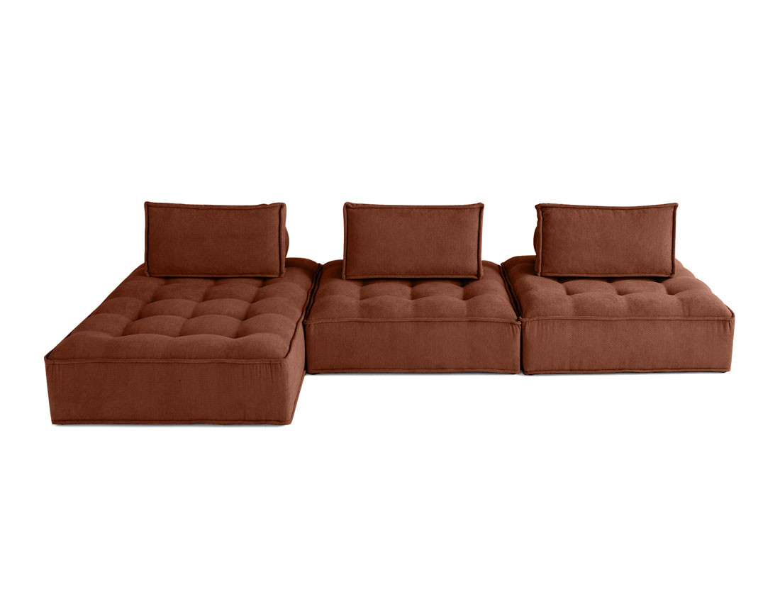 Canapé d'angle modulable 4 places en velours texturé Marisol