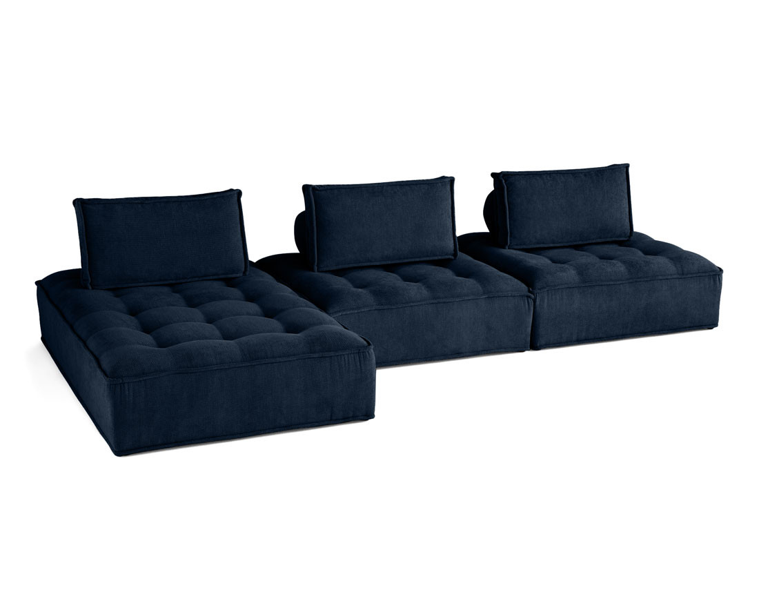 Canapé d'angle modulable 4 places en velours texturé Marisol