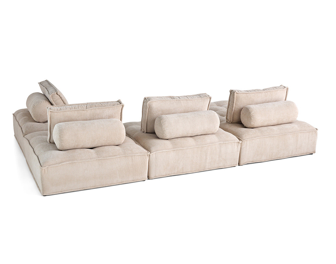 Canapé panoramique modulable 7 places en velours texturé Marisol