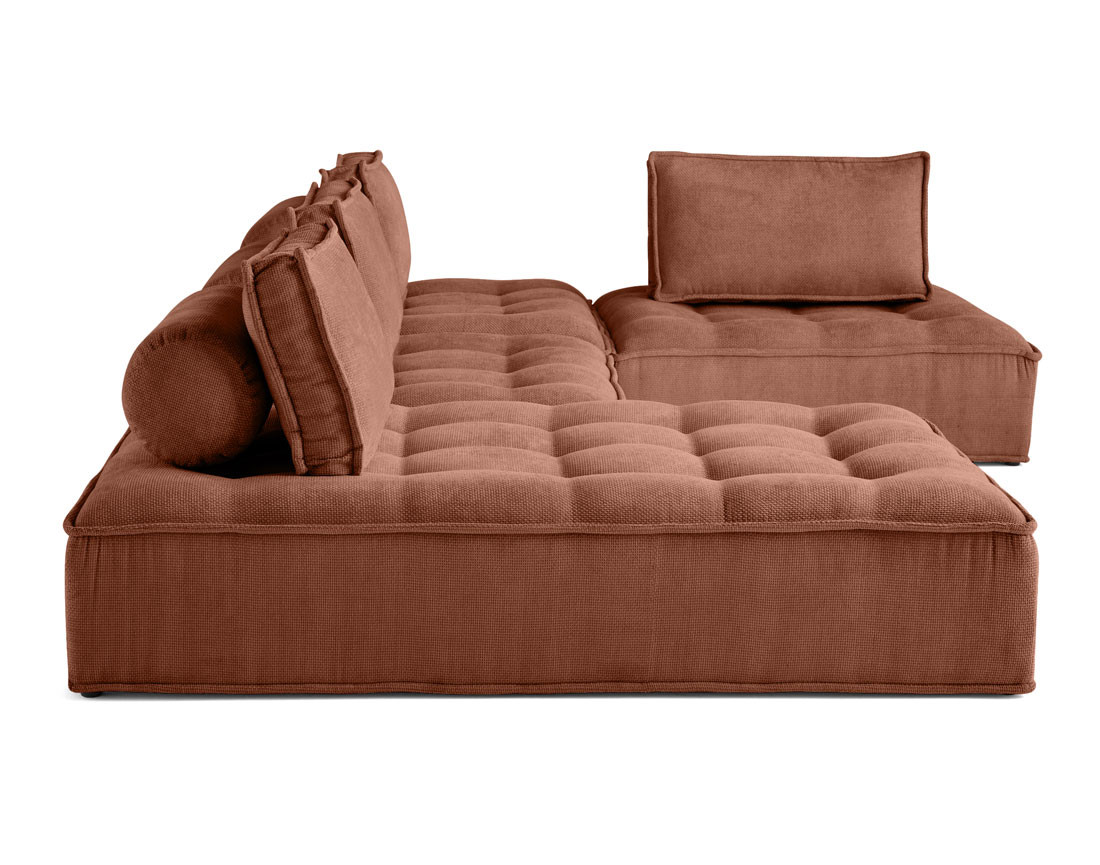 Canapé panoramique modulable 7 places en velours texturé Marisol