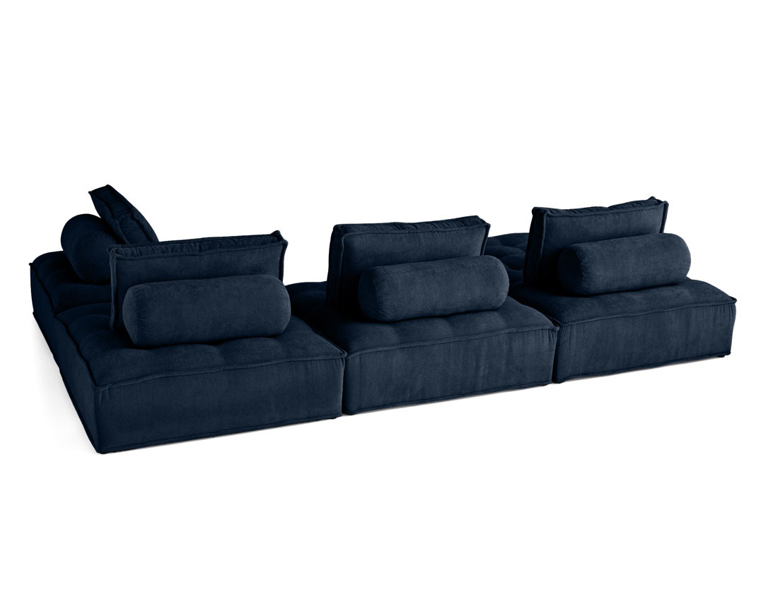 Canapé panoramique modulable 7 places en velours texturé Marisol