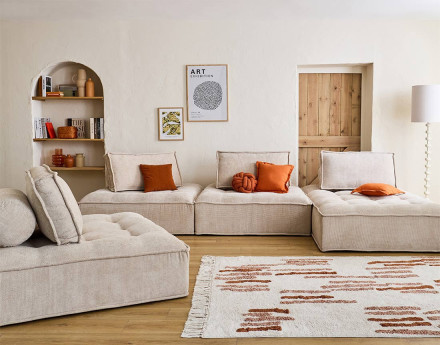 Module d'assise 1 place en velours texturé Marisol