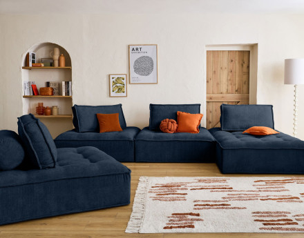 Module d'assise 1 place en velours texturé Marisol