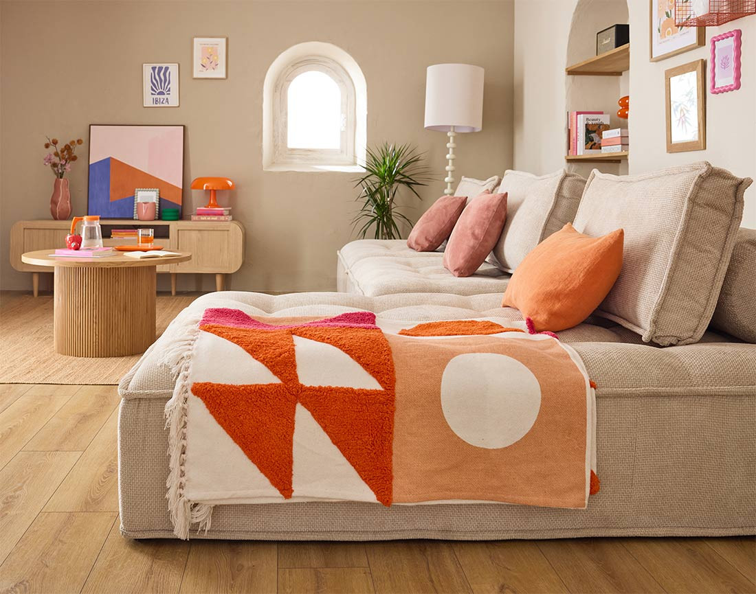 Module d'assise méridienne 2 places en velours texturé Marisol