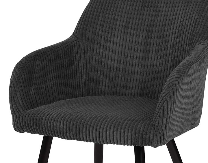 Lot de 2 chaises gris anthracite en velours côtelé Primavera