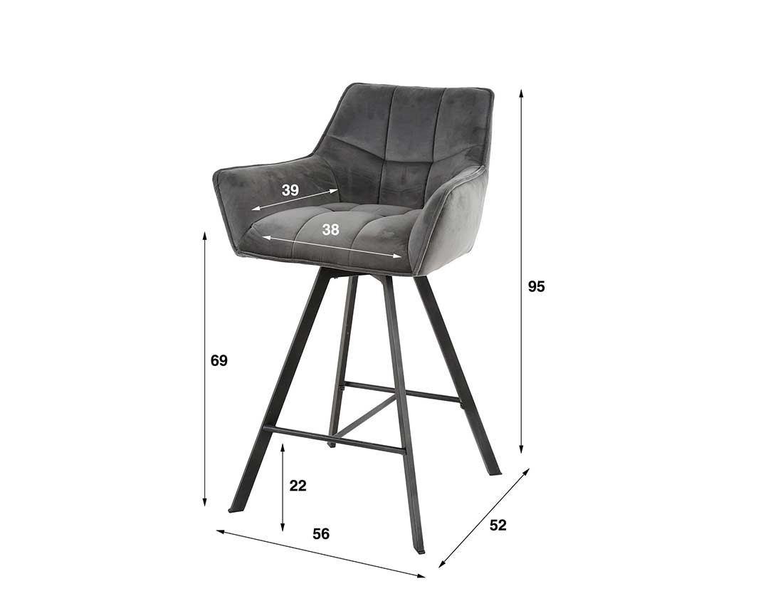 Lot de 2 tabourets rotatifs en velours taupe Hatti