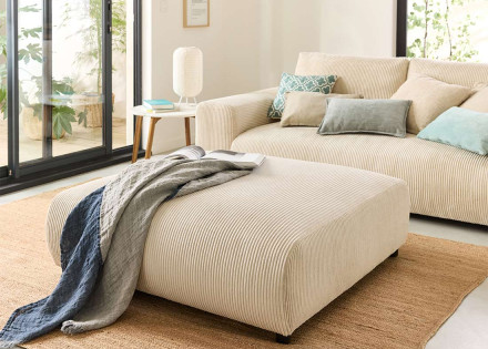 Grand pouf modulable en velours côtelé Garance