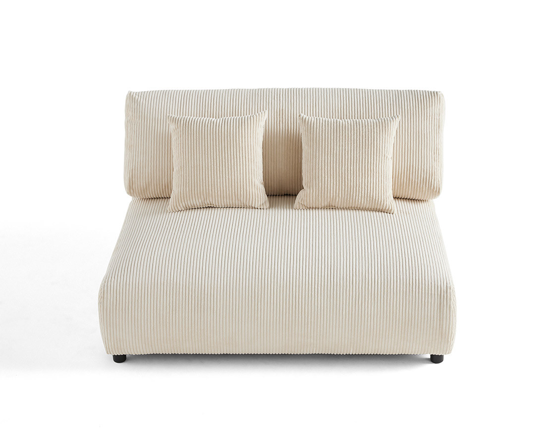 Module d'assise 2 places sans accoudoirs en velours côtelé Garance