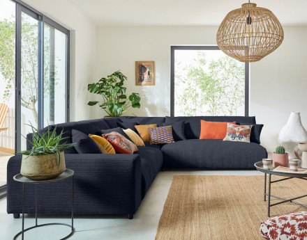 Module d'assise 2 places sans accoudoirs en velours côtelé Garance