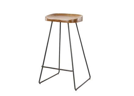 Lot de 4 tabourets de bar en bois massif d'acacia Soraya