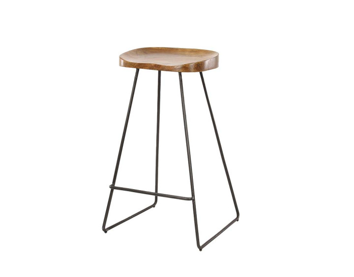 Lot de 4 tabourets de bar en bois massif d'acacia Soraya