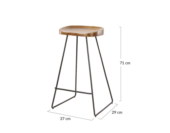 Lot de 4 tabourets de bar en bois massif d'acacia Soraya