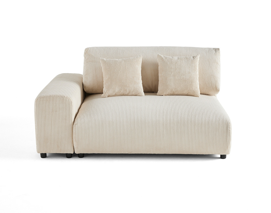 Module d'assise 2 places avec accoudoir gauche en velours côtelé Garance Module d'assise 2 places avec accoudoir gauche en velours côtelé Garance
