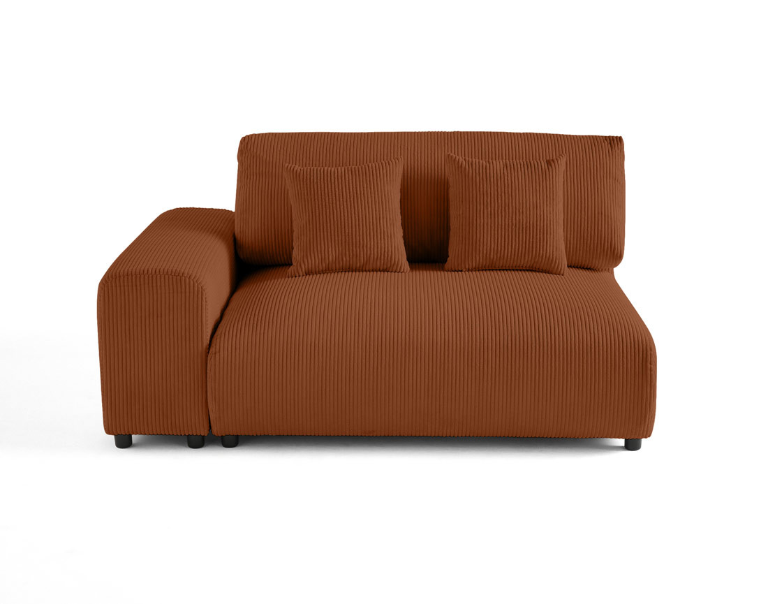 Module d'assise 2 places avec accoudoir gauche en velours côtelé Garance